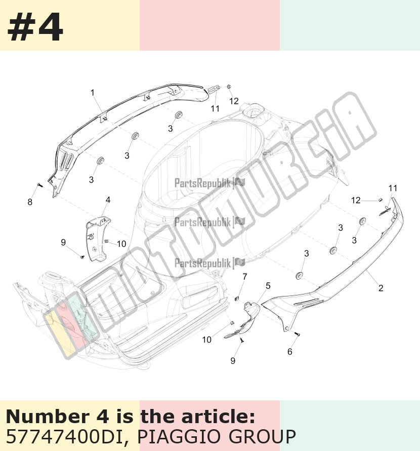 Cache/entourage/habillage, droit, bleu, Suffixe et code couleur Piaggio: DI_bleu 244/A