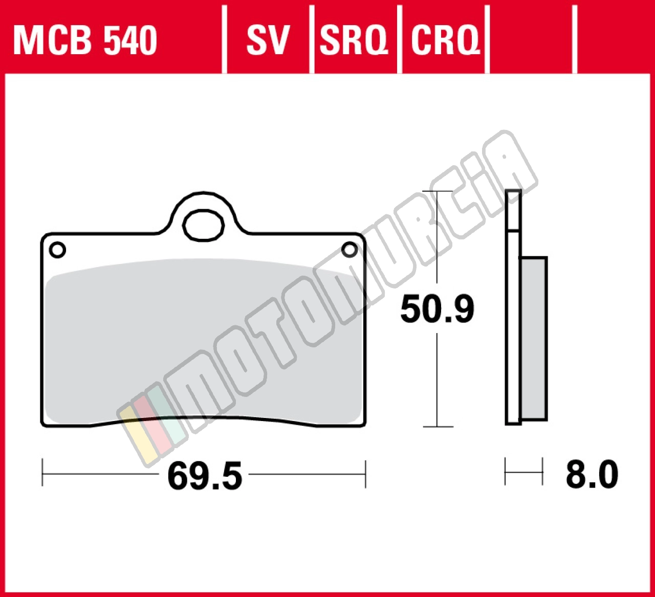 Lucas Brake pad set MCB540SV, Sintered, type approval ECE R90