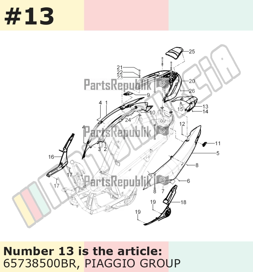 Cache/entourage/habillage, blanc, Suffixe et code couleur Piaggio: BR_blanc montebianco / innocenza / 544