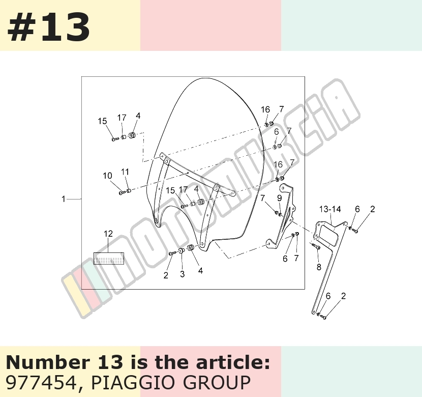 Bracket for windscreen, right