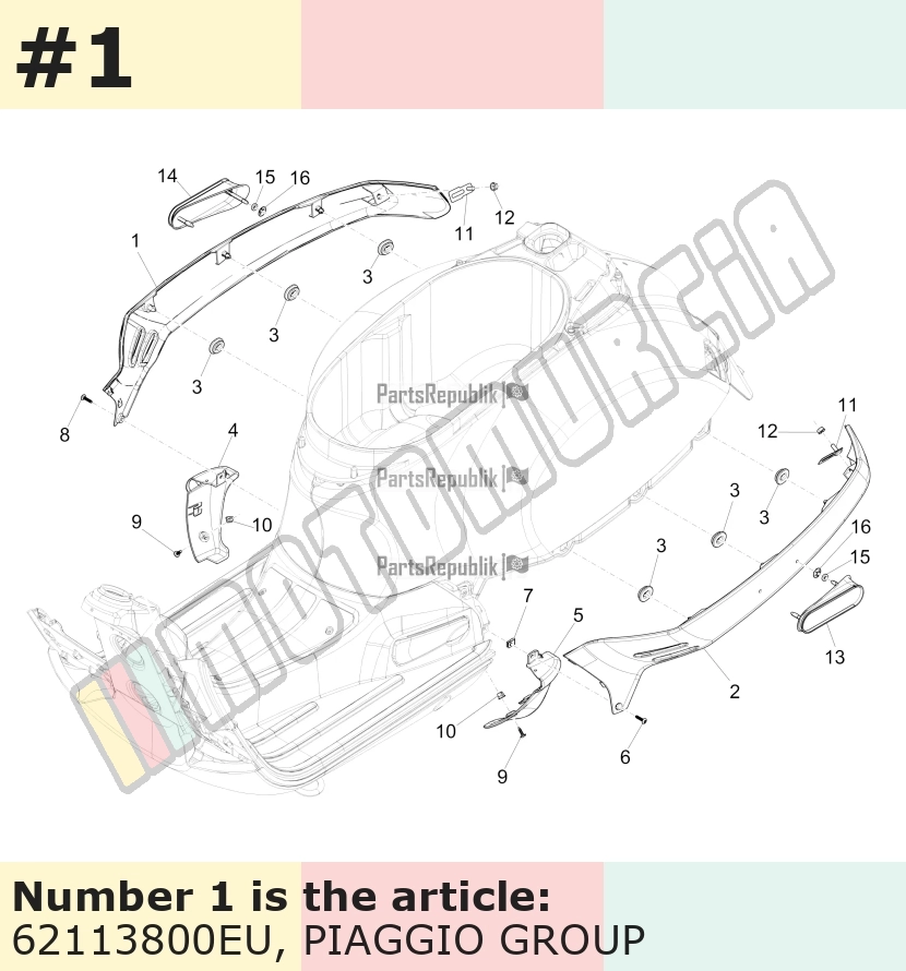 Carénage latéral, droit, argent, Suffixe et code couleur Piaggio: EU_gris pulsar 711/B