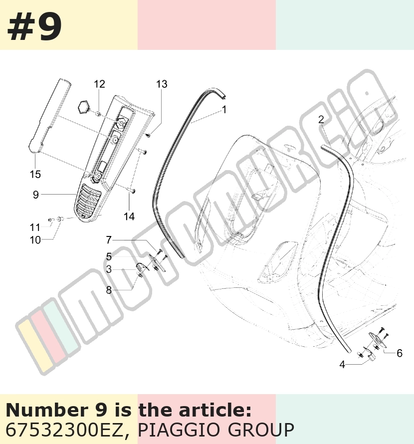 Cascade, sans grille (grille: 675325) gris, Suffixe et code couleur Piaggio: EZ_gris titane 742/B