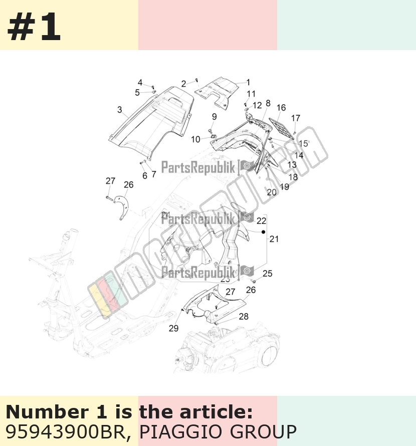 Fermeture/habillage, blanc, Suffixe et code couleur Piaggio: BR_blanc montebianco / innocenza / 544