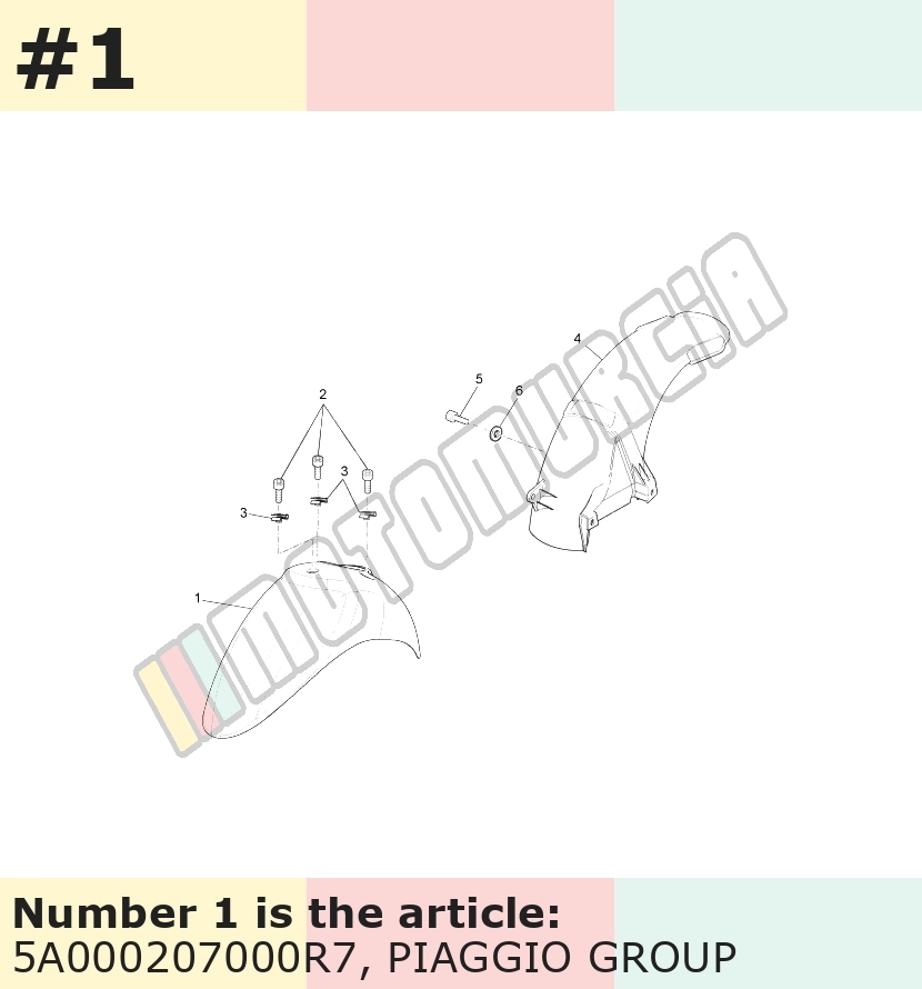 Garde-boue avant, rouge, Suffixe et code couleur Piaggio: R7_rouge dragon / passion /894