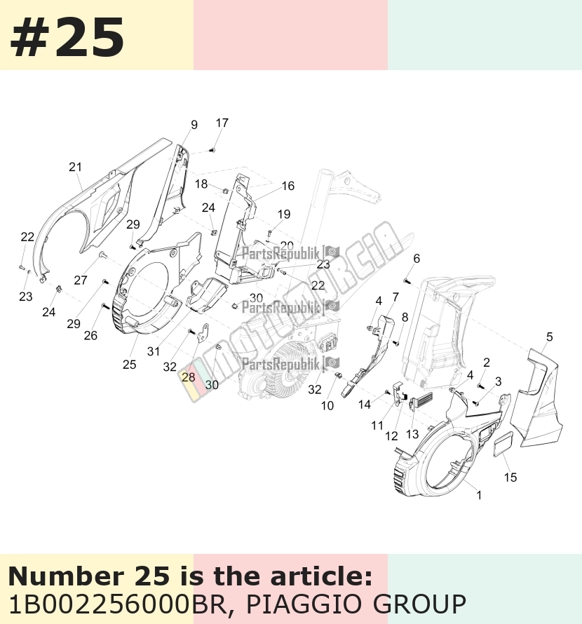 Cache/entourage/habillage, droit, blanc, Suffixe et code couleur Piaggio: BR_blanc montebianco / innocenza / 544