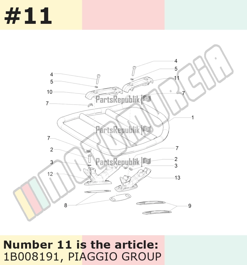 Bracket for luggage rack, top left
