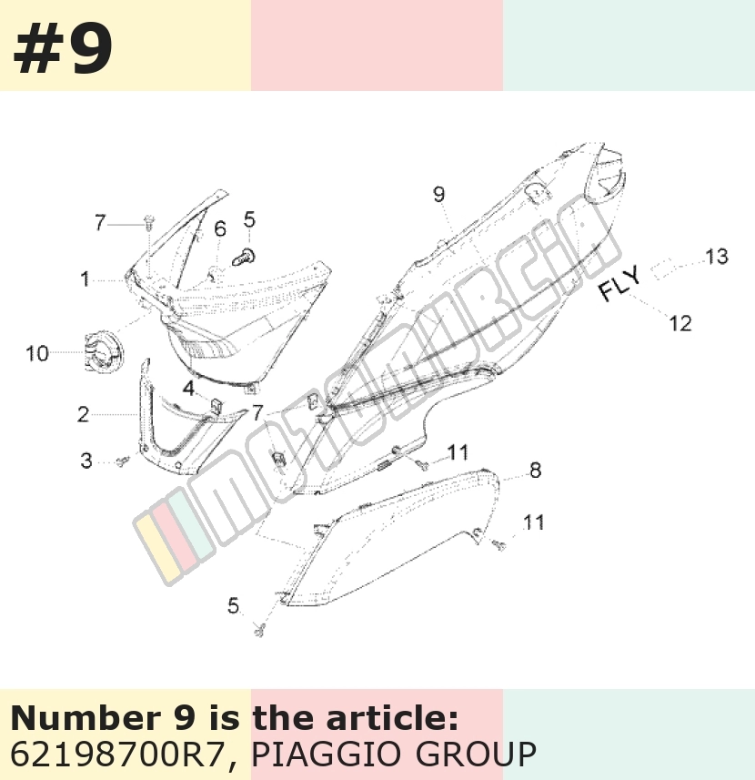 Carénage latéral, droit, rouge, Suffixe et code couleur Piaggio: R7_rouge dragon / passion /894