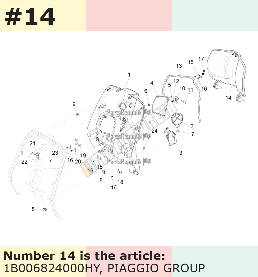 Abattant boîte à gants, blanc, Suffixe et code couleur Piaggio: HY_blanc perle 566