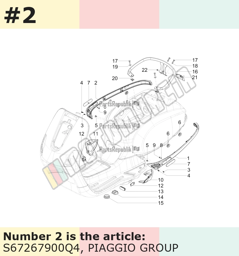 Carénage latéral, droit, blanc, Suffixe et code couleur Piaggio: Q4_blanc 505/A