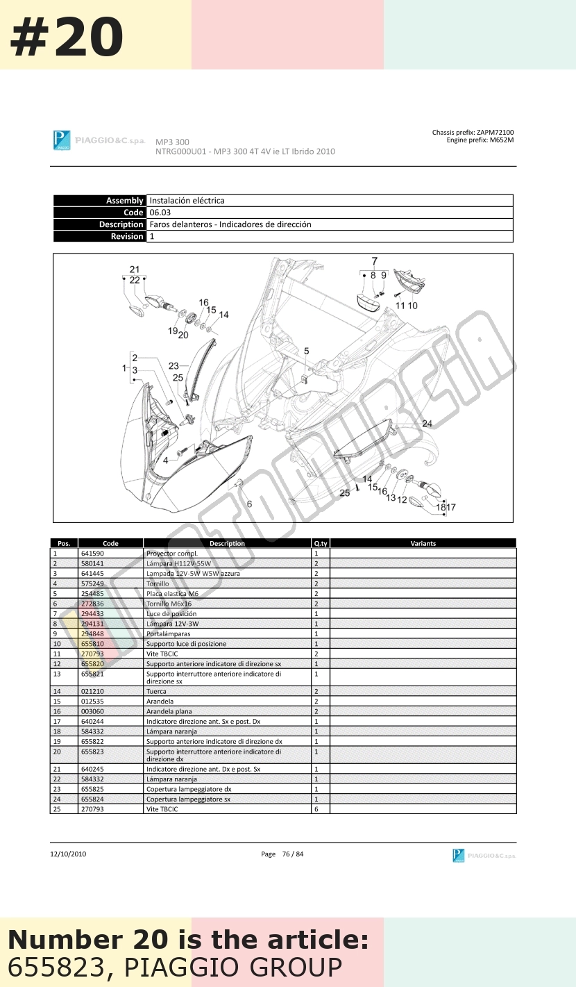 Bracket for indicators, front, right