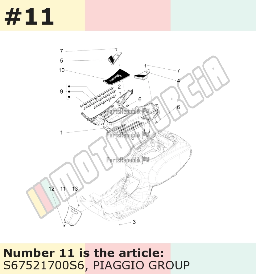 Trappe d'inspection, rouge, Suffixe et code couleur Piaggio: S6_rouge mat 885/A