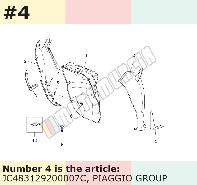 Carénage latéral, gauche, argent, Suffixe et code couleur Piaggio: 7C_argent crowd