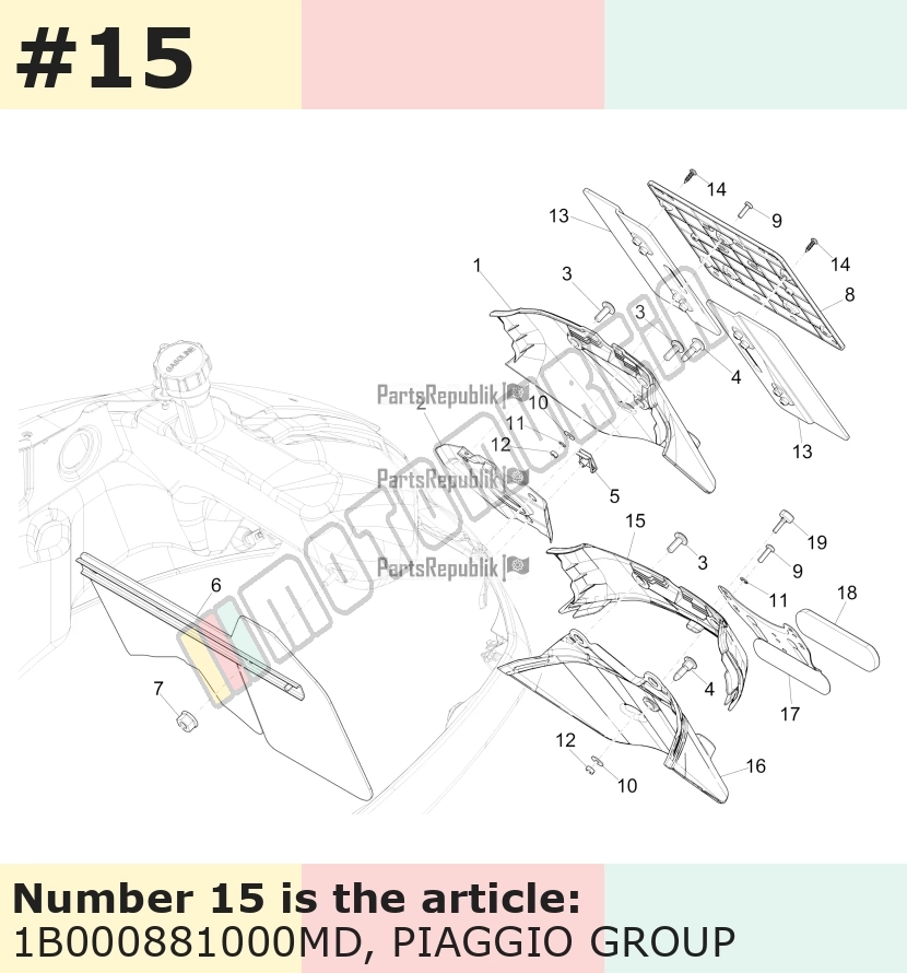Cache/entourage/habillage, marron, Suffixe et code couleur Piaggio: MD_marron etna / creta senese /  129/A