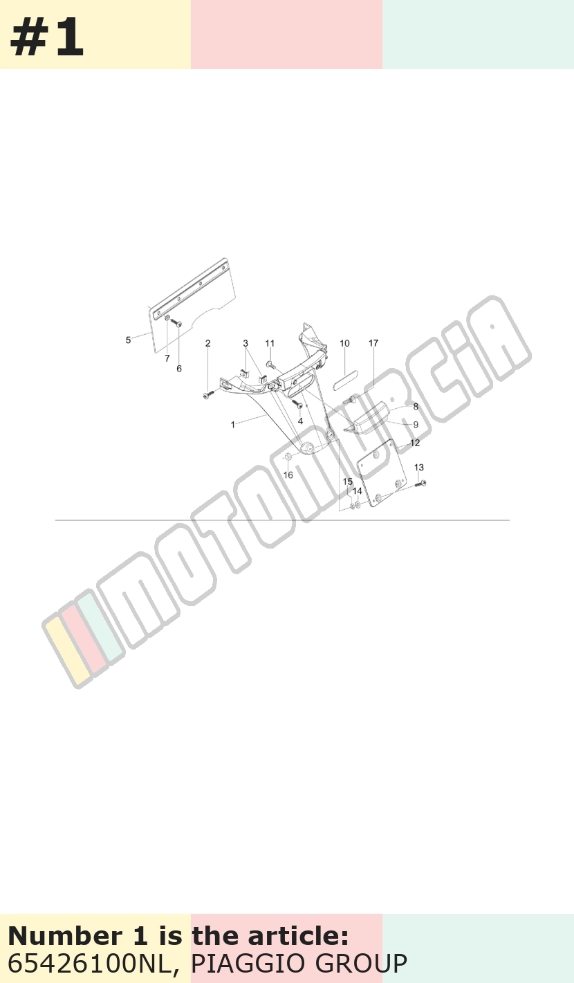 Support plaque d'immatriculation, noir, Suffixe et code couleur Piaggio: NL_noir mat abisso 85/B