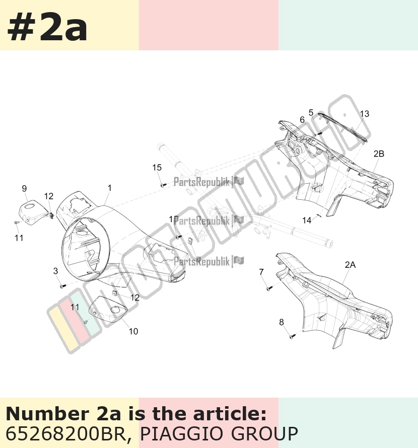 Revêtement guidon, arrière, blanc, Suffixe et code couleur Piaggio: BR_blanc montebianco / innocenza / 544