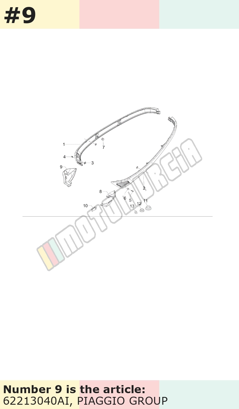 Couvercle, droit, orange, Suffixe et code couleur Piaggio: AI_taormina 938/A