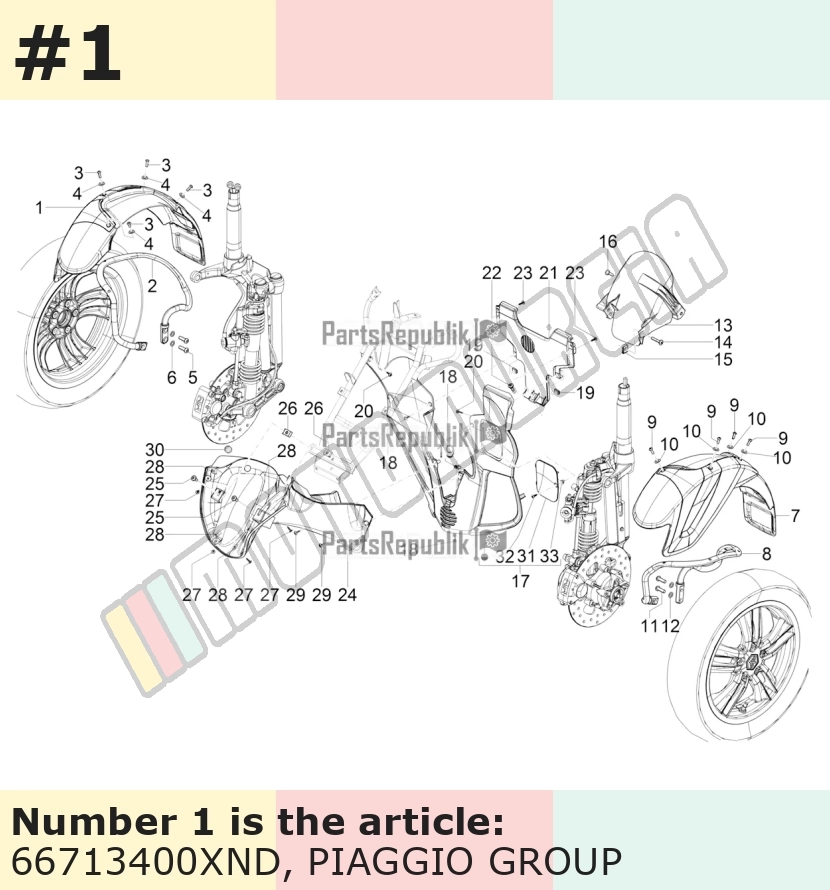 Garde-boue droit, noir, Suffixe et code couleur Piaggio: XND_80/B noir compétition