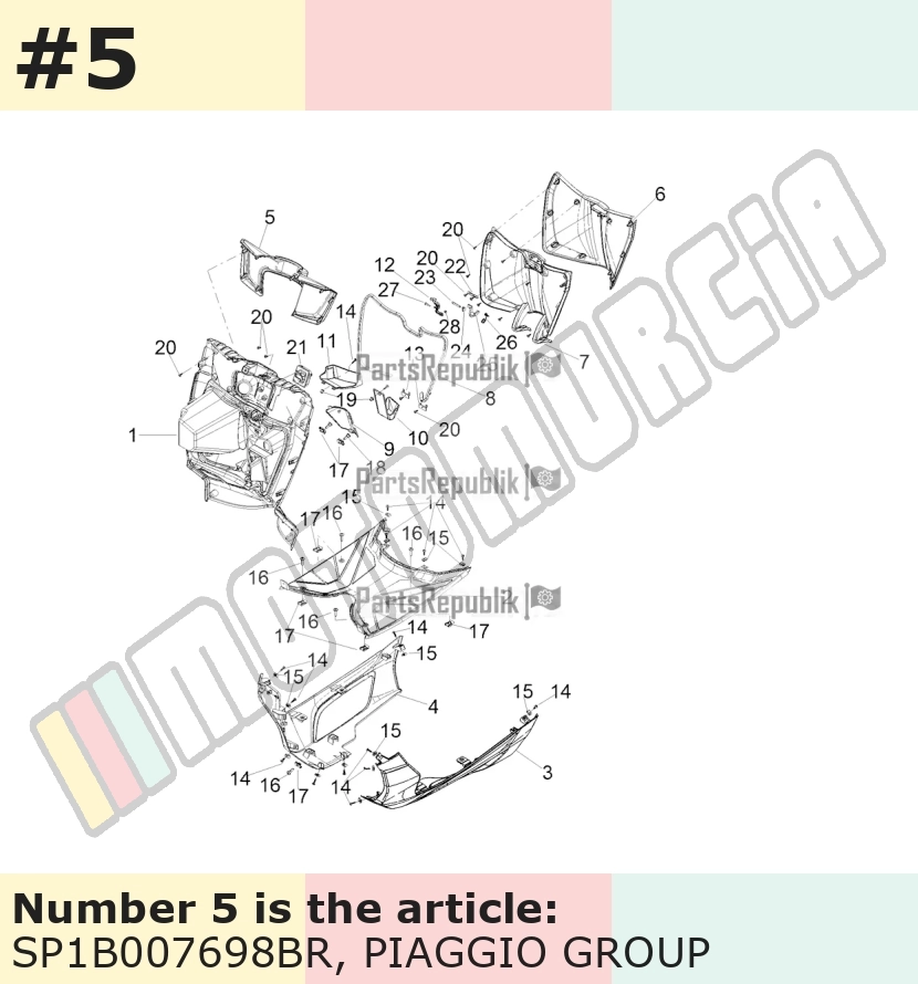 Cache/entourage/habillage, blanc, Suffixe et code couleur Piaggio: BR_blanc montebianco / innocenza / 544