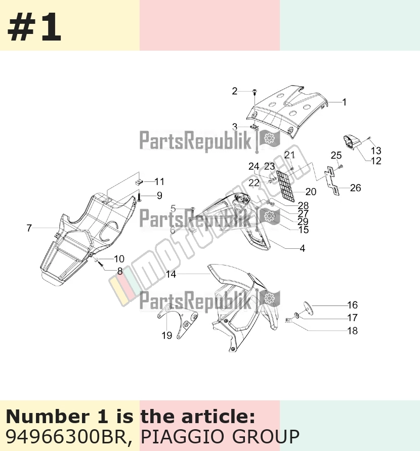 Fermeture/habillage, blanc, Suffixe et code couleur Piaggio: BR_blanc montebianco / innocenza / 544