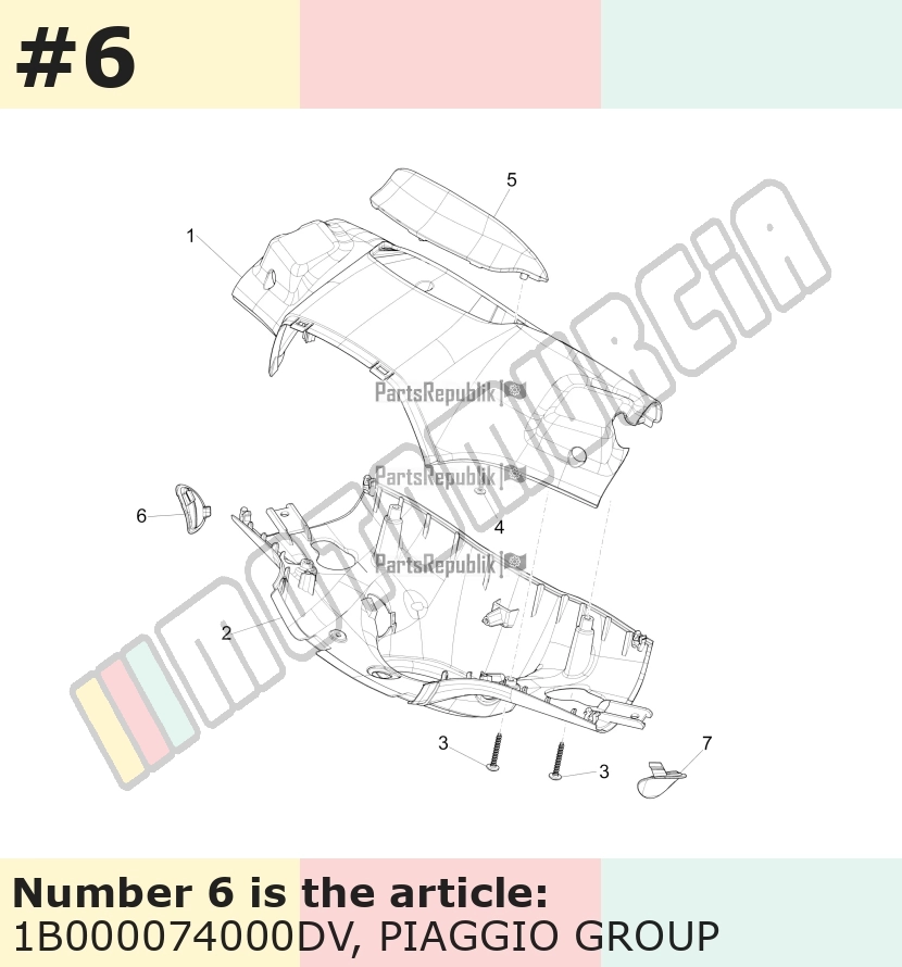 Couvercle, droit, bleu, Suffixe et code couleur Piaggio: DV_bleu mat 282/A