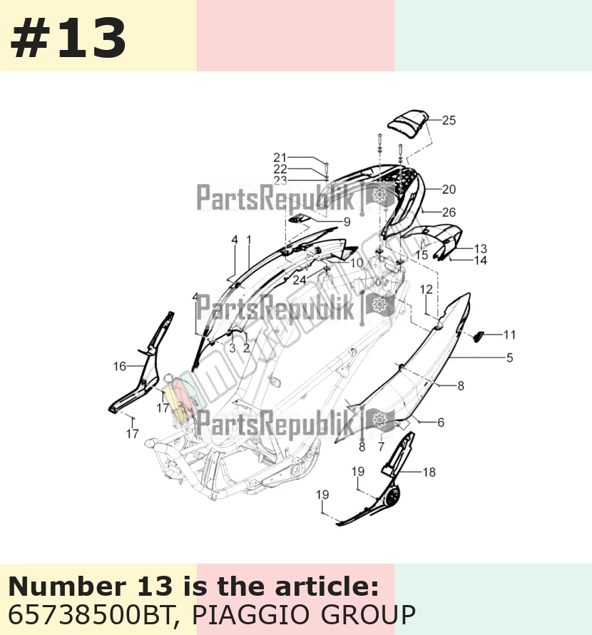 Cache/entourage/habillage, blanc, Suffixe et code couleur Piaggio: BT_blanc perle 566