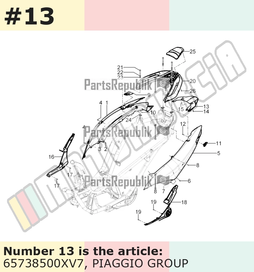 Cache/entourage/habillage, vert, Suffixe et code couleur Piaggio: XV6_vert militaire 333/A