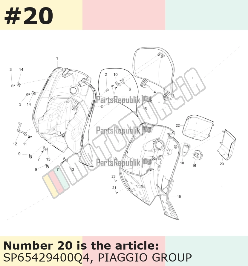 Cache/entourage/habillage, gauche, blanc, Suffixe et code couleur Piaggio: Q4_blanc 505/A
