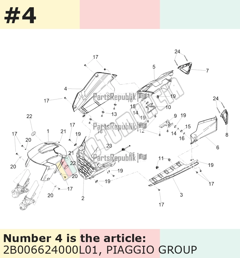 Revêtement, sans autocollant droit, or, Suffixe et code couleur Piaggio: L01_or acide