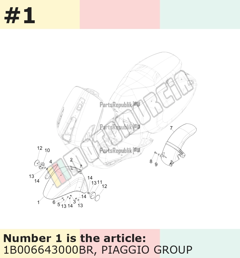 Garde-boue avant, blanc, Suffixe et code couleur Piaggio: BR_blanc montebianco / innocenza / 544
