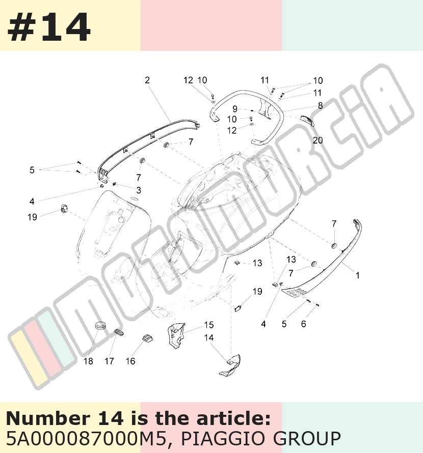 Couvercle, gauche, marron, Suffixe et code couleur Piaggio: M5_terre de Toscane 112/A