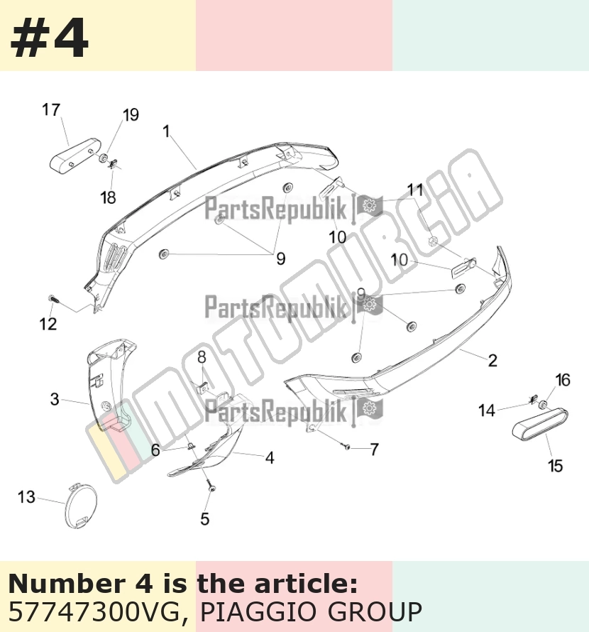 Cache/entourage/habillage, gauche, vert, Suffixe et code couleur Piaggio: VG_vert portofino 305/A