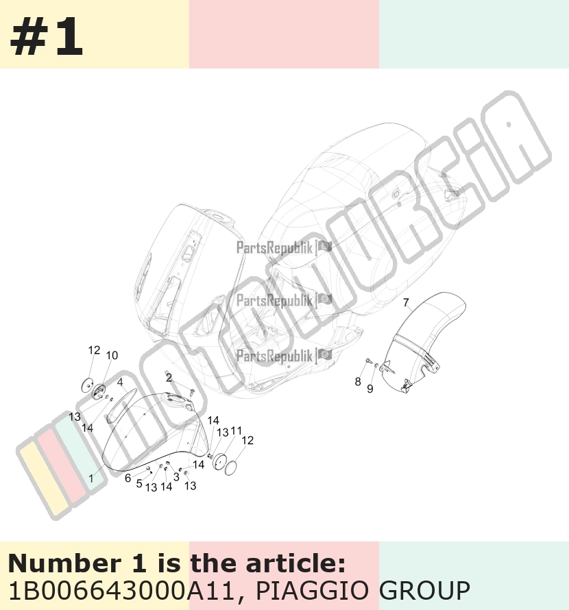 Garde-boue avant, orange, Suffixe et code couleur Piaggio: A11_orange brick/orange impulsivo
