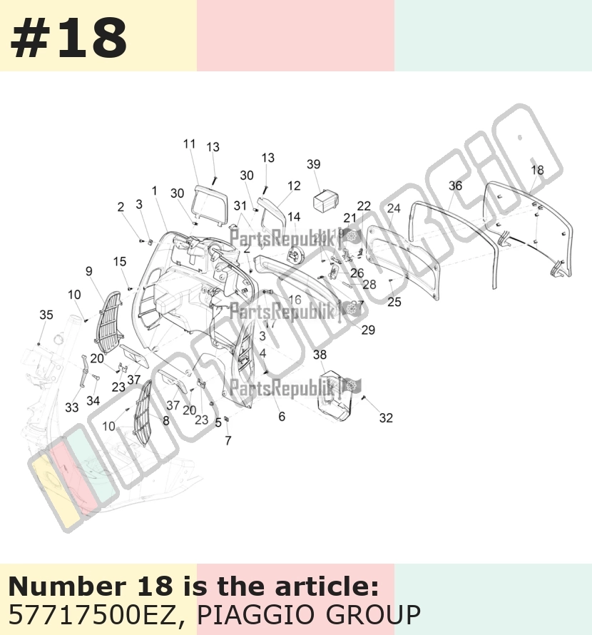 Abattant boîte à gants, gris, Suffixe et code couleur Piaggio: EZ_gris titane 742/B