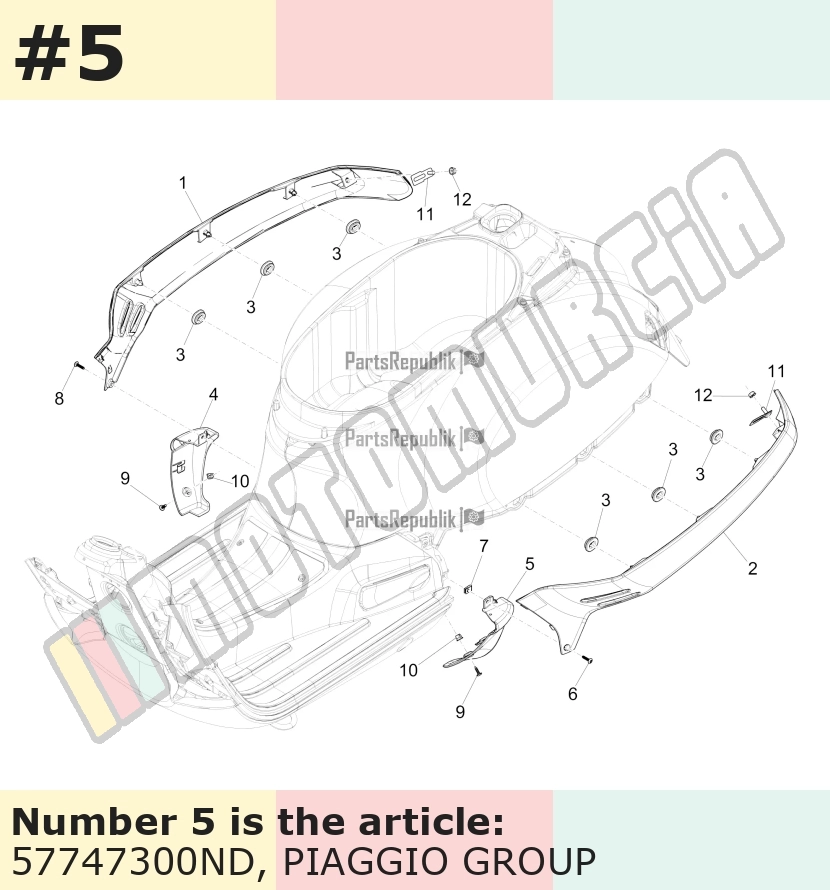 Cache/entourage/habillage, gauche, noir, Suffixe et code couleur Piaggio: ND_noir graphite 79/A