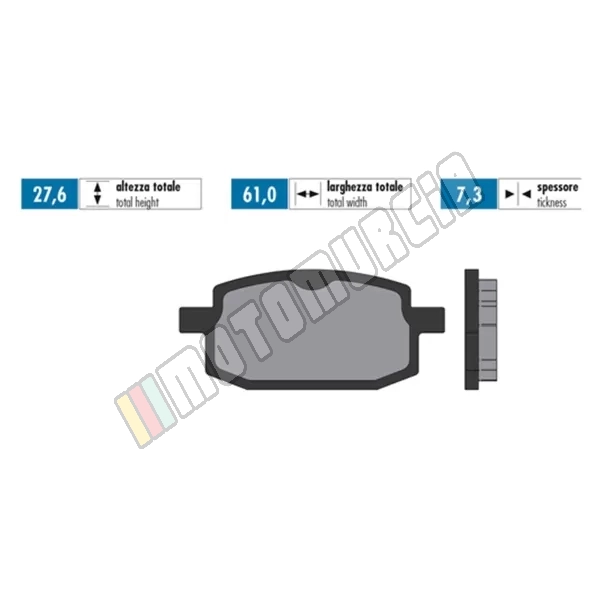 Brake lining set organic, E -certified,