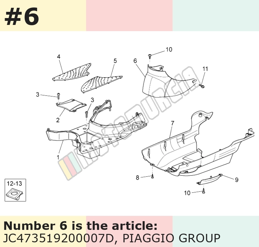 Cache/entourage/habillage, blanc, Suffixe et code couleur Piaggio: 7D_blanc flair