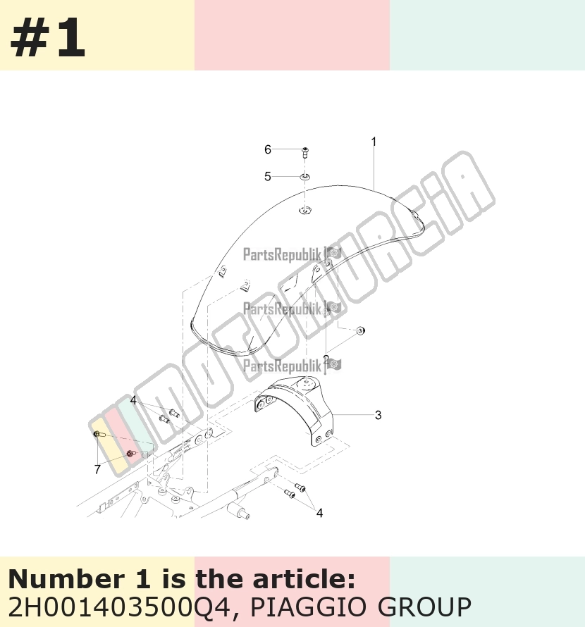 Garde-boue arrière, blanc, Suffixe et code couleur Piaggio: Q4_blanc 505/A