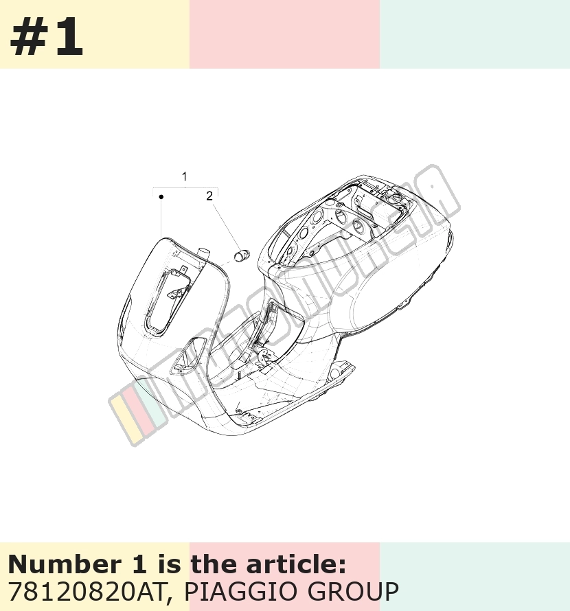 Châssis bleu, Suffixe et code couleur Piaggio: AT_bleu 255/A