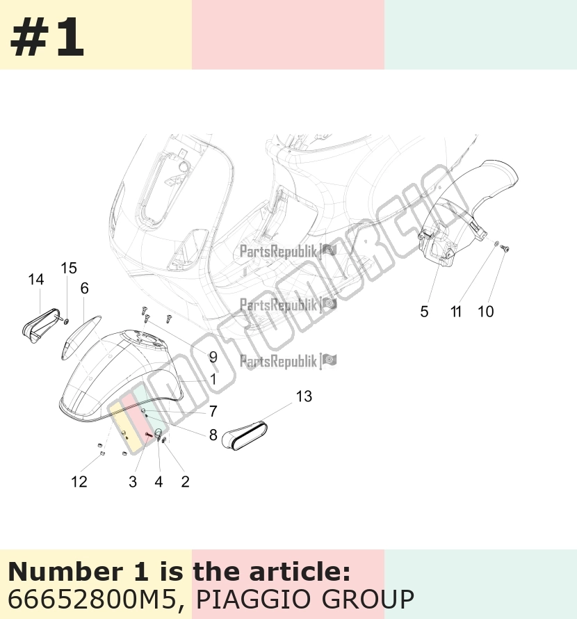 Garde-boue avant, marron, Suffixe et code couleur Piaggio: M5_terre de Toscane 112/A