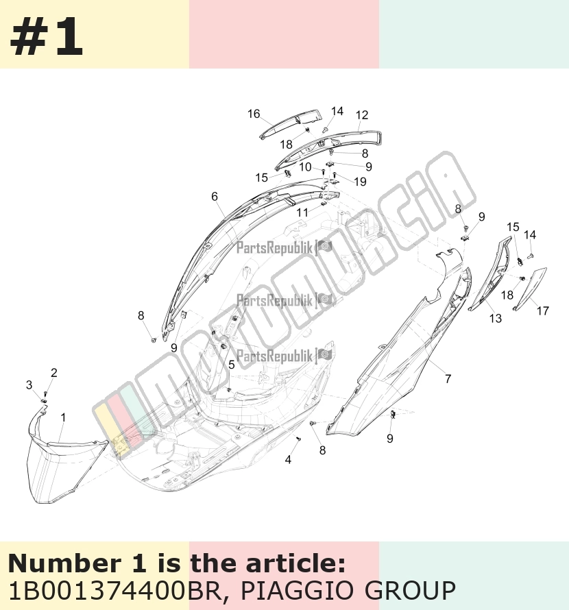 Cache/entourage/habillage, blanc, Suffixe et code couleur Piaggio: BR_blanc montebianco / innocenza / 544