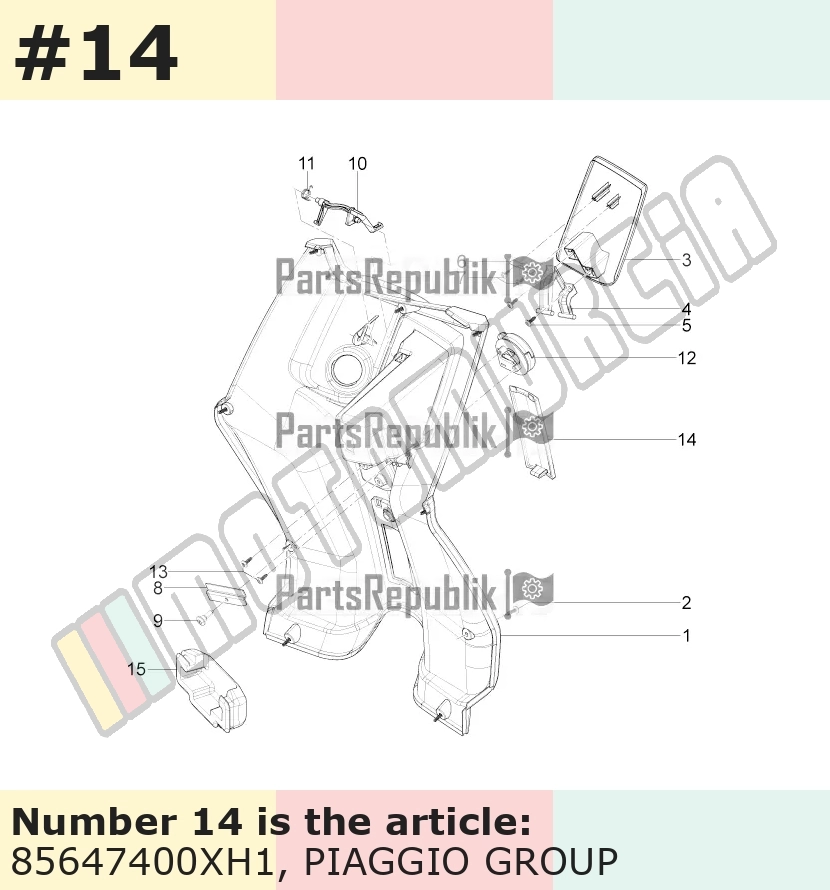 Trappe d'inspection, gris, Suffixe et code couleur Piaggio: XH1_gris 746/B