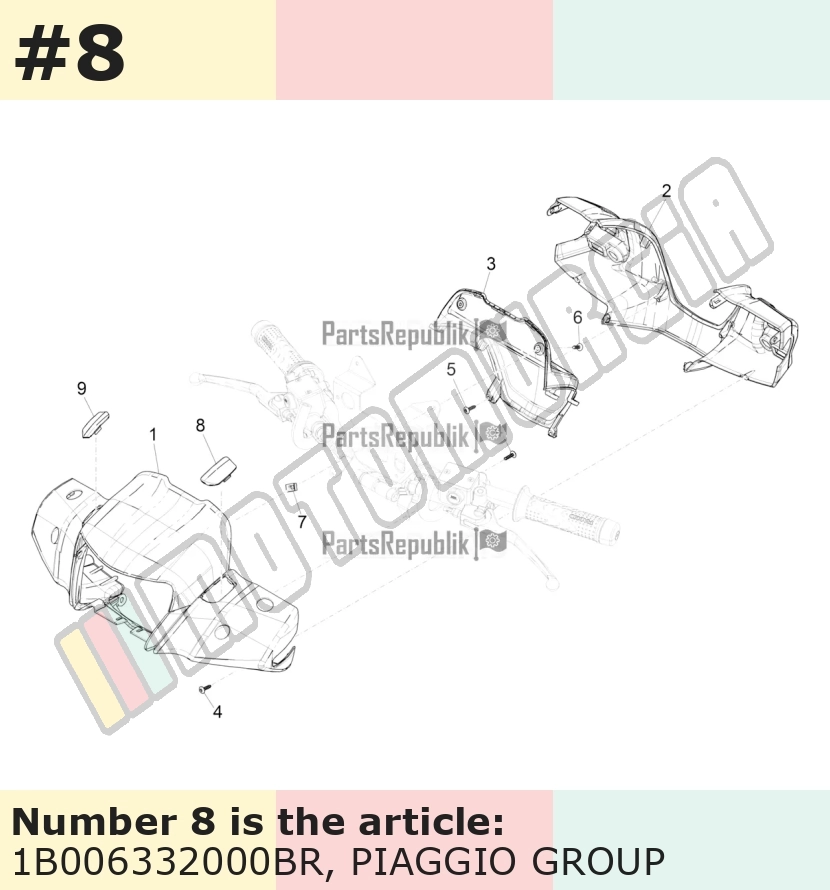 Fermeture/habillage, gauche, blanc, Suffixe et code couleur Piaggio: BR_blanc montebianco / innocenza / 544