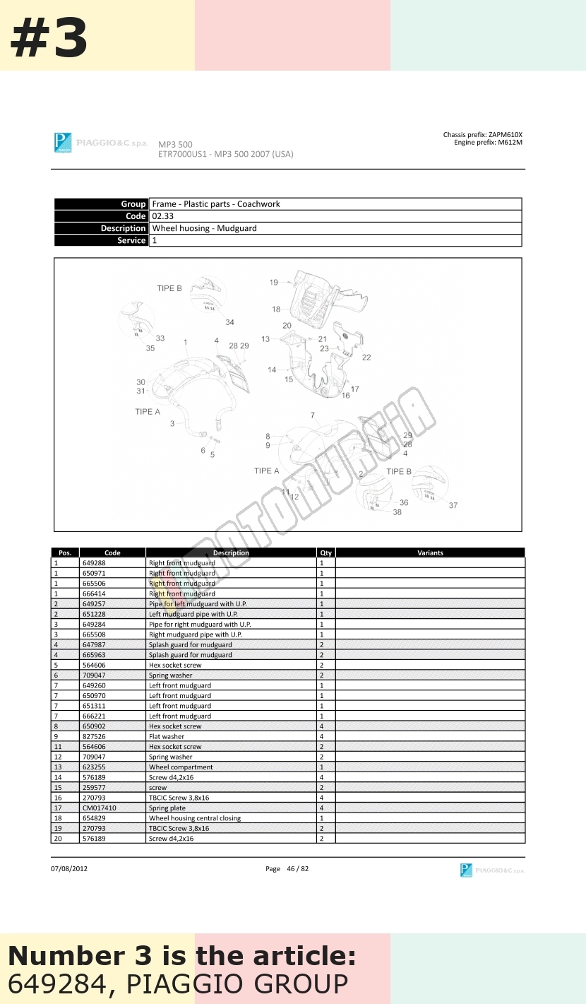 Arceau de protection droit, avant