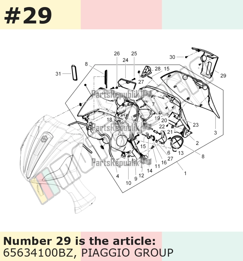 Couvercle, blanc, Suffixe et code couleur Piaggio: BU_blanc étoile 595