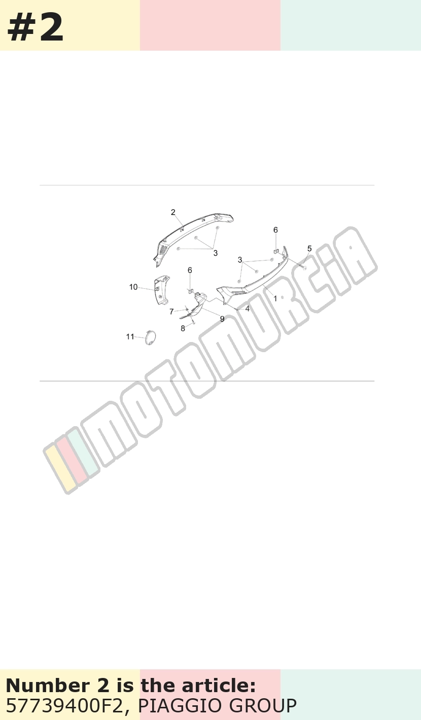 Carénage latéral, droit, argent, Suffixe et code couleur Piaggio: F2_argent excalibur 738/A