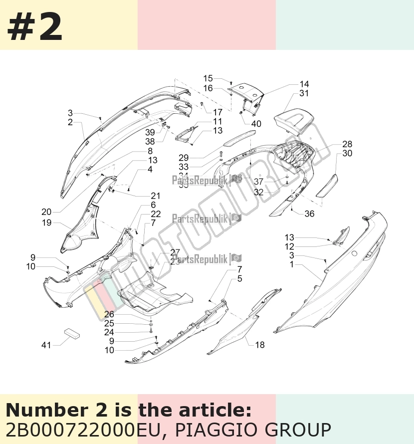 Carénage latéral, droit, argent, Suffixe et code couleur Piaggio: EU_gris pulsar 711/B