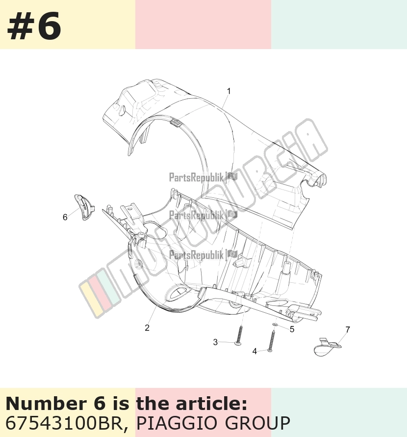 Couvercle, droit, blanc, Suffixe et code couleur Piaggio: BR_blanc montebianco / innocenza / 544