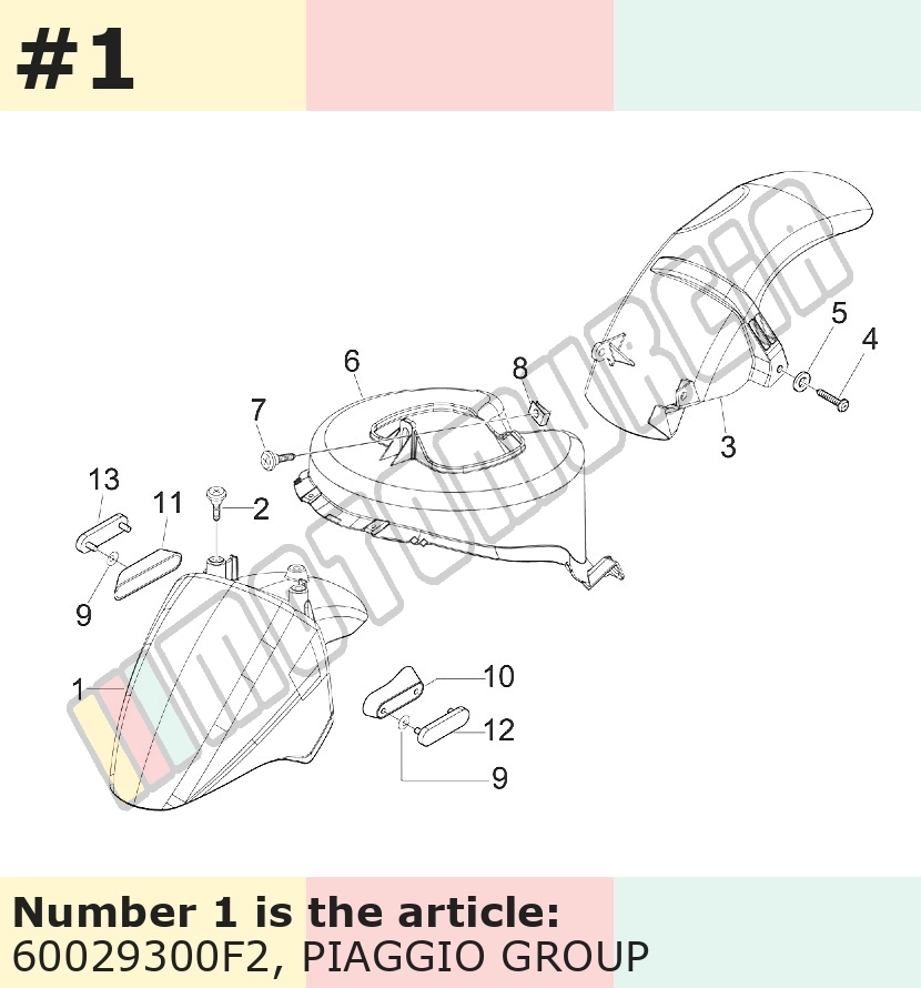 Garde-boue avant, argent, Suffixe et code couleur Piaggio: F2_argent excalibur 738/A