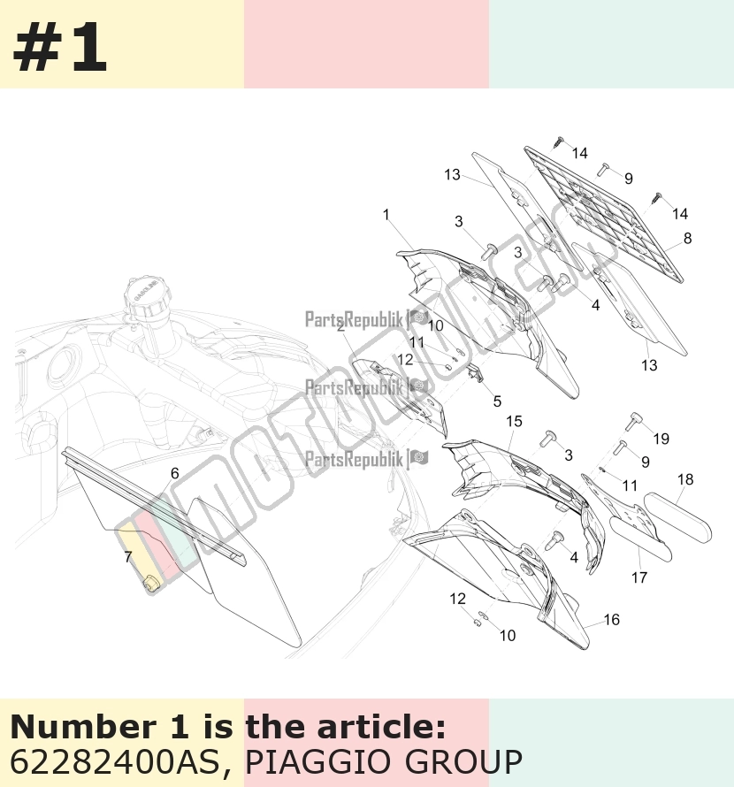 Support plaque d'immatriculation, orange, Suffixe et code couleur Piaggio: AS_orange 963/A