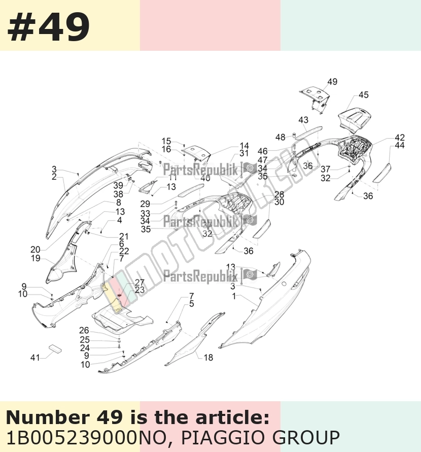 Cache/entourage/habillage, noir, Suffixe et code couleur Piaggio: NO_noir mat 93/B